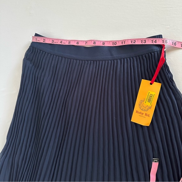 Ruby Rd. Navy Pleated Elastic Waist Maxi Skirt Size L NWT - Picture 7 of 7